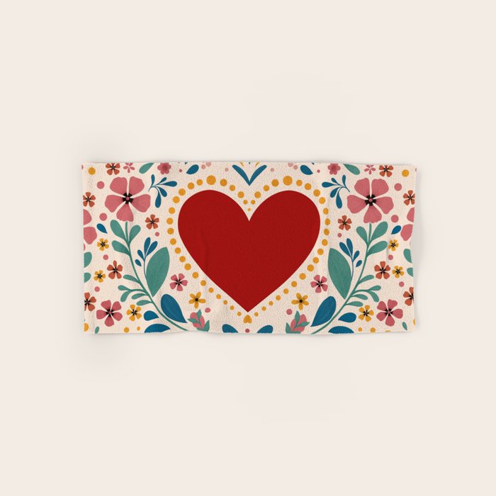 Folkloric heart Bath Towel Gallery Image 1