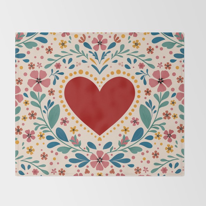 Folkloric heart Throw Blanket Gallery Image 2