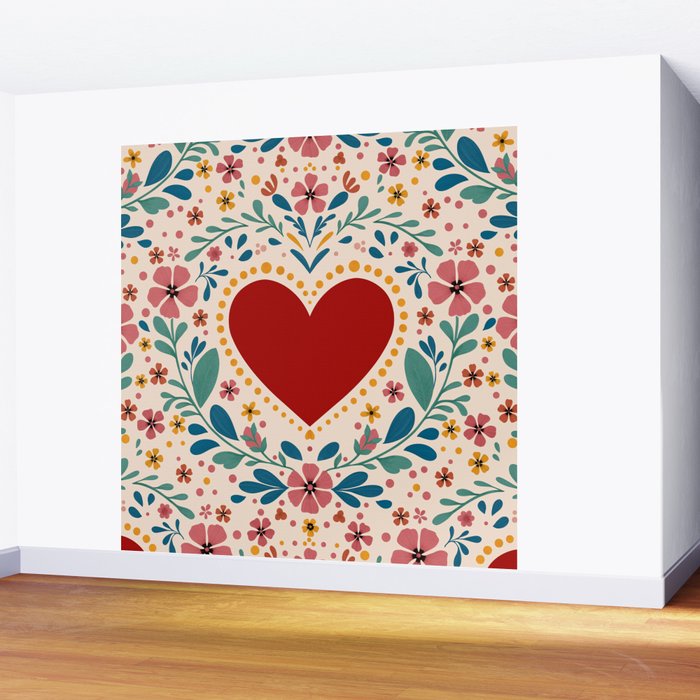 Folkloric heart Wall Mural Gallery Image 2