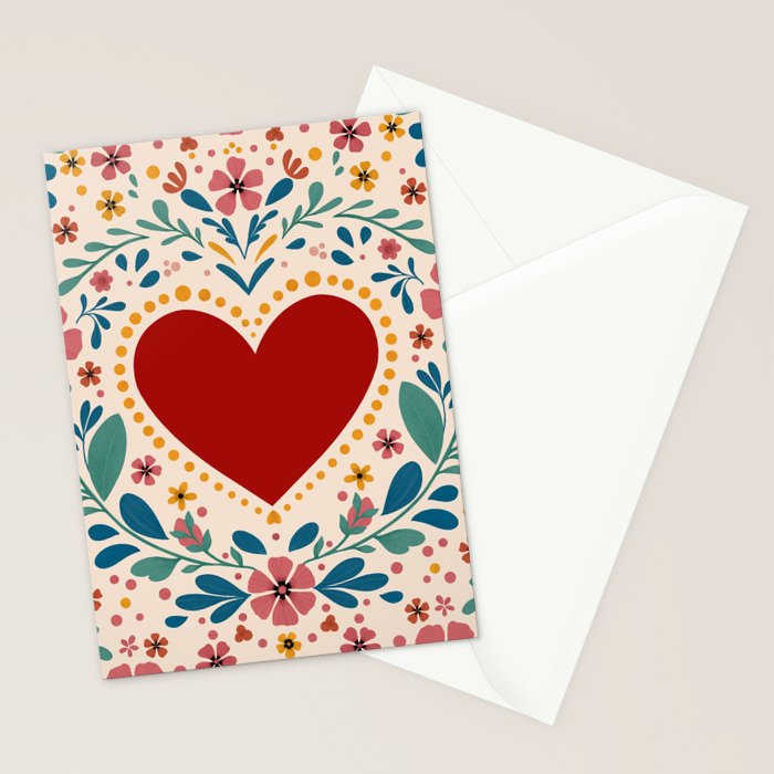 Folkloric heart Stationery Card Gallery Image 2