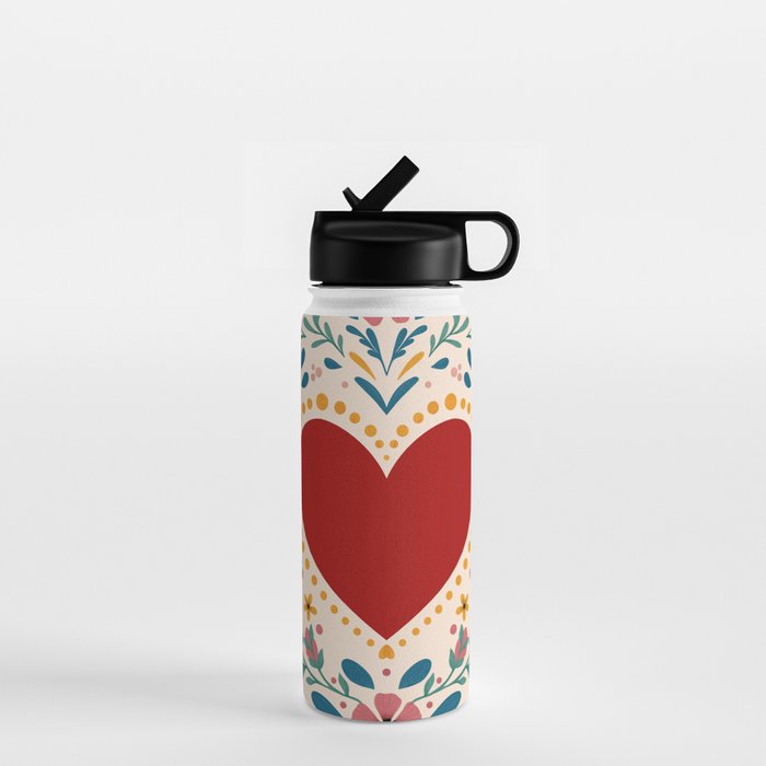 Folkloric heart Water Bottle Gallery Image 1