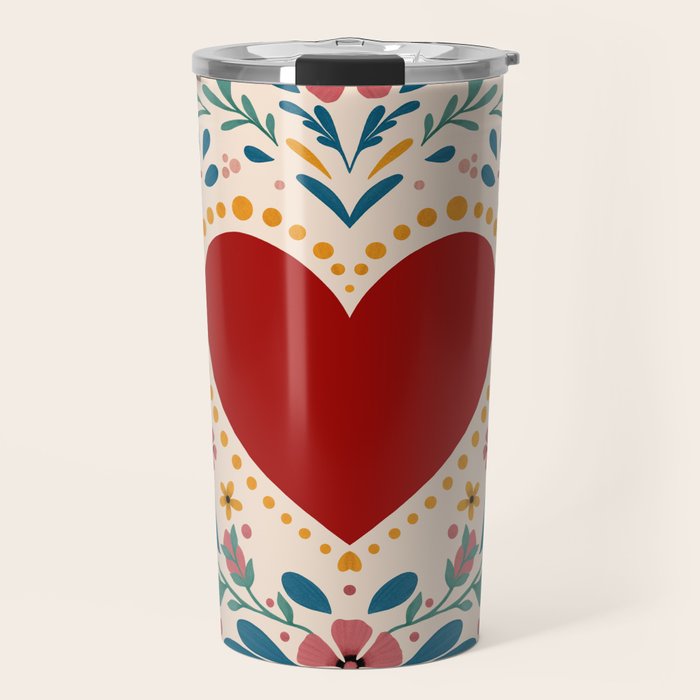 Folkloric heart Travel Mug Gallery Image 1