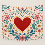 Folkloric heart Wall Tapestry Gallery Image 4