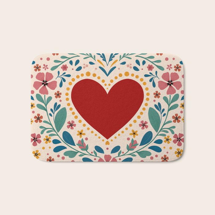 Folkloric heart Bath Mat Gallery Image 1
