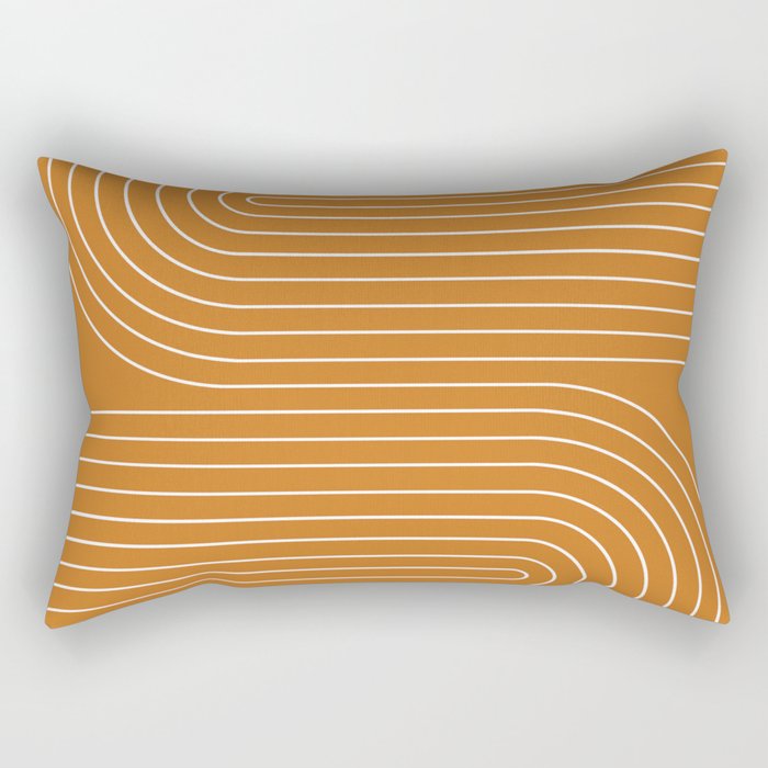 Minimal Line Curvature XCIII Bright 70s Orange Mid Century Modern Arch Abstract Rectangular Pillow Gallery Image 2