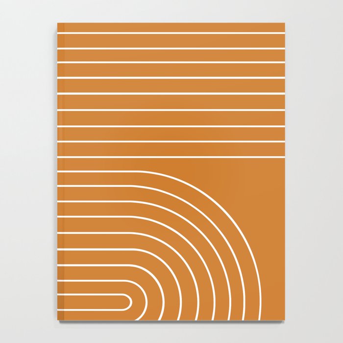 Minimal Line Curvature XCIII Bright 70s Orange Mid Century Modern Arch Abstract Notebook Gallery Image 4