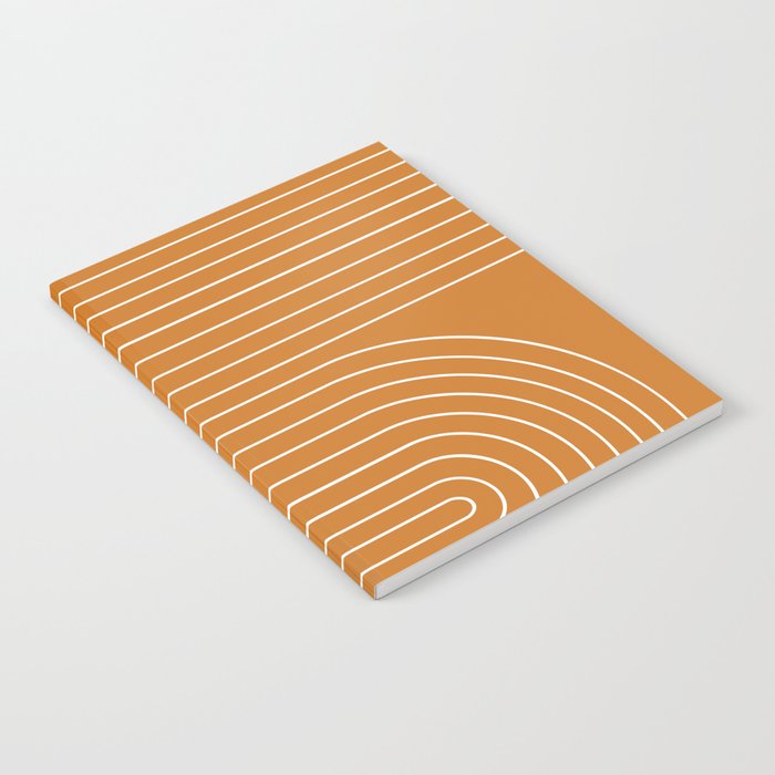 Minimal Line Curvature XCIII Bright 70s Orange Mid Century Modern Arch Abstract Notebook Gallery Image 2