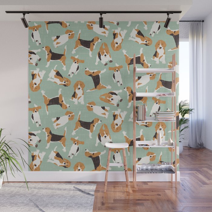 beagle scatter mint Wall Mural Gallery Image 1