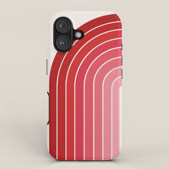 Gradient Arch VI Pink and Red Mid Century Modern Rainbow iPhone Case Gallery Image 1