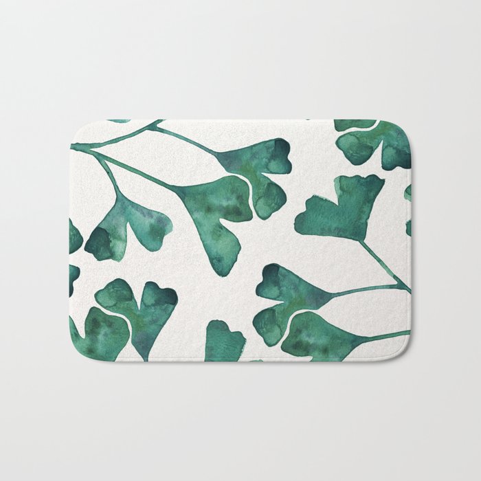 Ginkgo Biloba - Teal Bath Mat Gallery Image 1