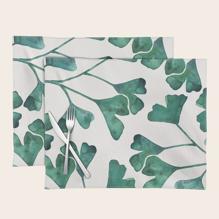 Ginkgo Biloba - Teal Placemat Gallery Image 1