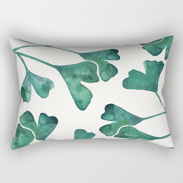 Ginkgo Biloba - Teal Rectangular Pillow Gallery Image 2