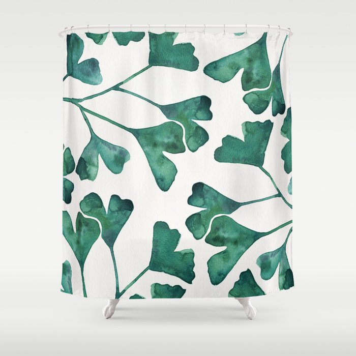 Ginkgo Biloba - Teal Shower Curtain Gallery Image 1