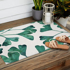Ginkgo Biloba - Teal Outdoor Rug Gallery Image 2