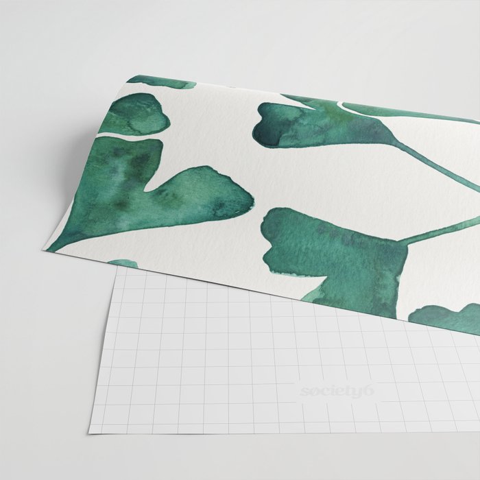 Ginkgo Biloba - Teal Wrapping Paper Gallery Image 2