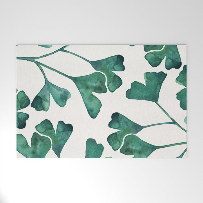 Ginkgo Biloba - Teal Welcome Mat Gallery Image 1