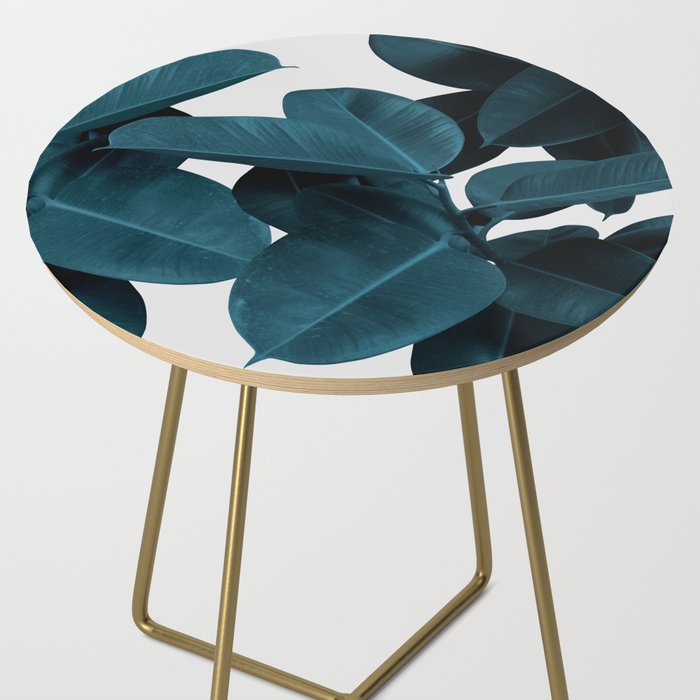 Indigo Blue Plant Leaves Side Table Gallery Image 2
