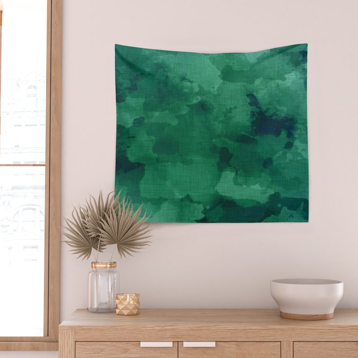 emerald watercolor Wall Tapestry Gallery Image 2