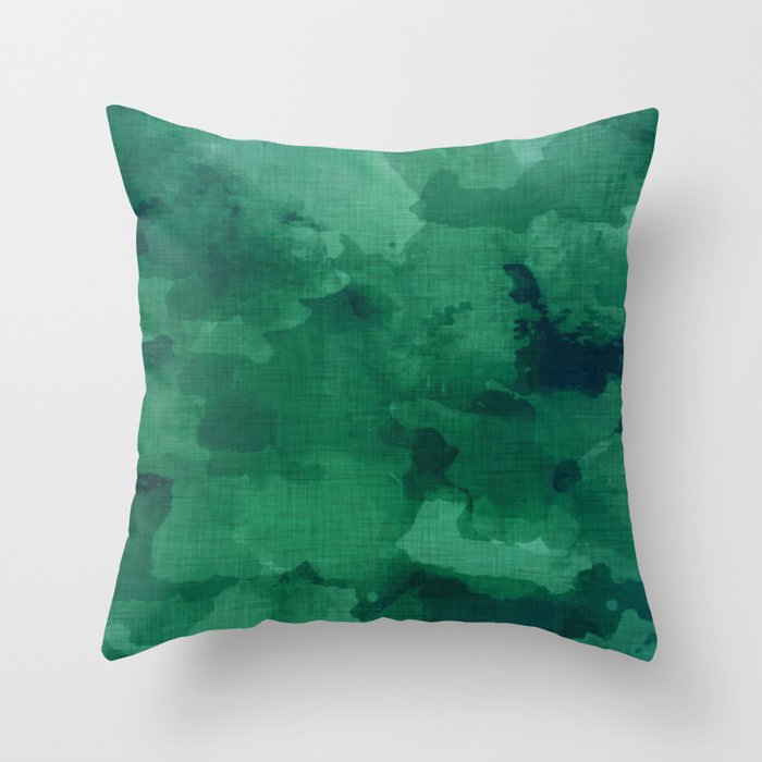 emerald watercolor Throw Pillow