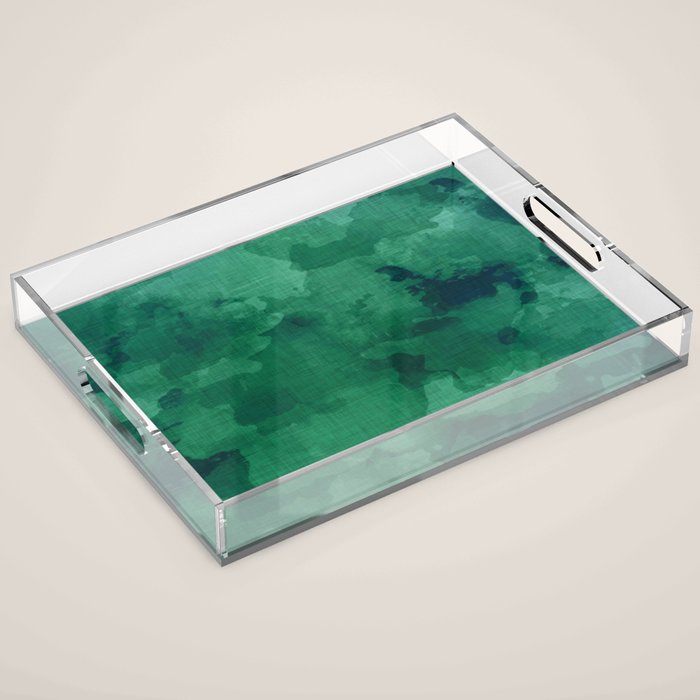 emerald watercolor Acrylic Tray Gallery Image 1