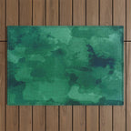 emerald watercolor Outdoor Rug Gallery Image 1