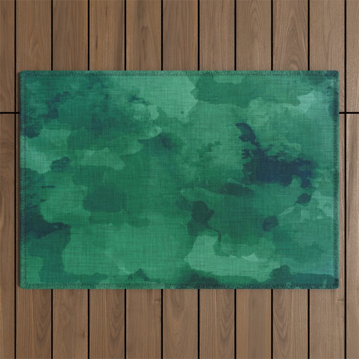 emerald watercolor Outdoor Rug Gallery Image 1