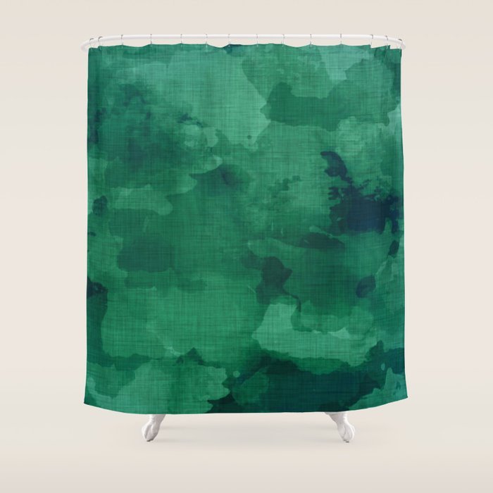 emerald watercolor Shower Curtain Gallery Image 1
