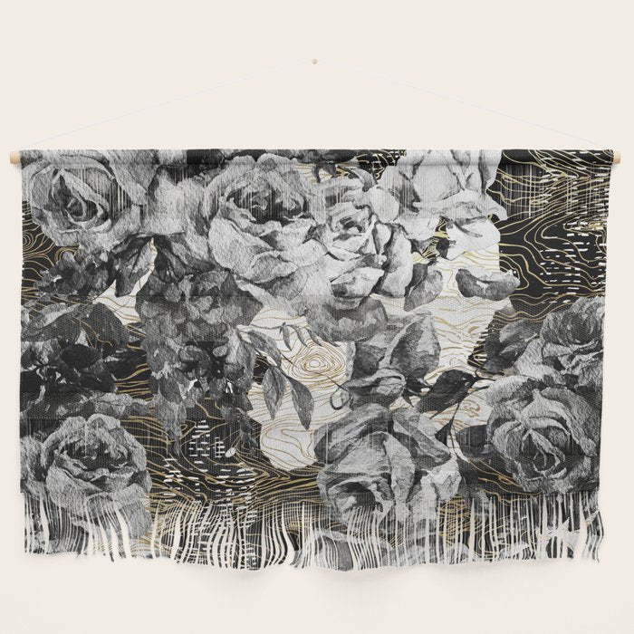 Dark abstract bloom over golden lines Wall Hanging Gallery Image 1