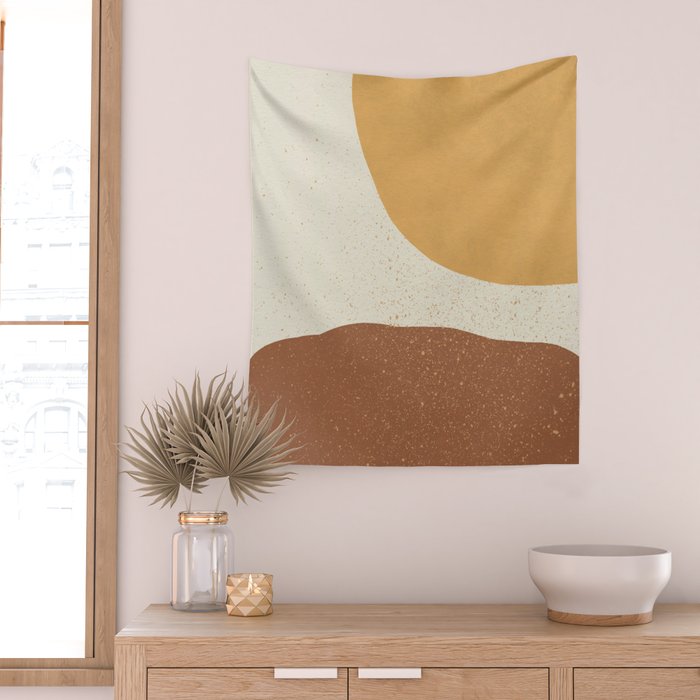 Minimalist Painting - Gold Brown Wall Tapestry Gallery Image 2