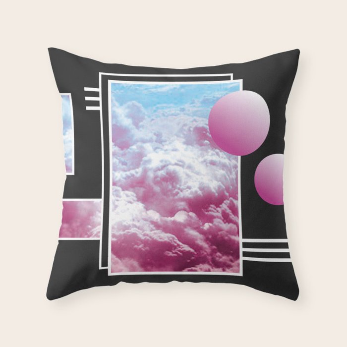 Vaporwave sky / Shapes / 80s / 90s / aesthetic Throw Pillow Gallery Image 1