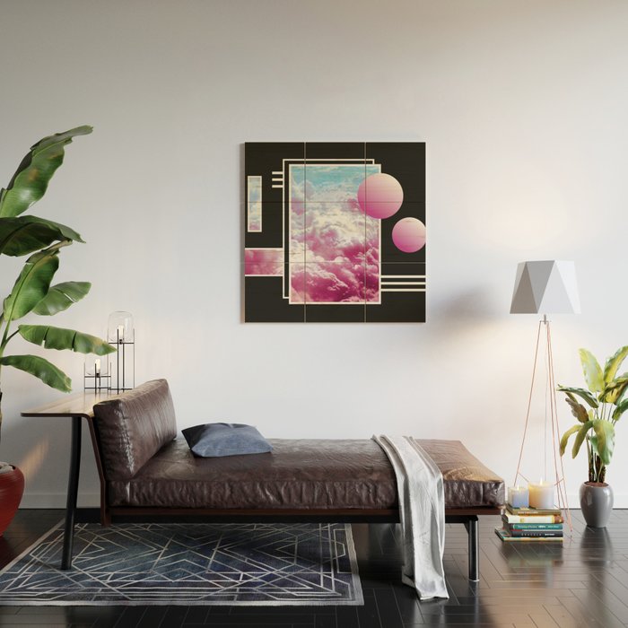 Vaporwave sky / Shapes / 80s / 90s / aesthetic Wood Wall Art Gallery Image 2