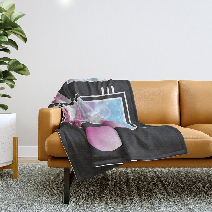 Vaporwave sky / Shapes / 80s / 90s / aesthetic Throw Blanket Gallery Image 1
