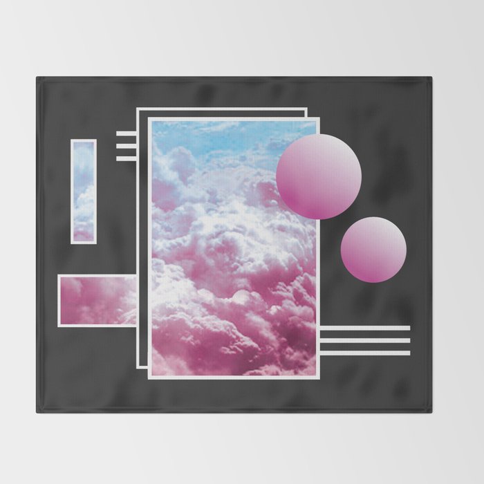 Vaporwave sky / Shapes / 80s / 90s / aesthetic Throw Blanket Gallery Image 2