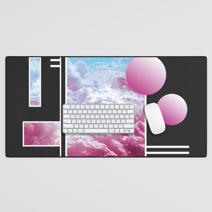 Vaporwave sky / Shapes / 80s / 90s / aesthetic Desk Mat Gallery Image 1