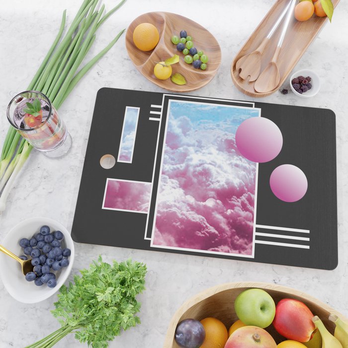 Vaporwave sky / Shapes / 80s / 90s / aesthetic Cutting Board Gallery Image 2