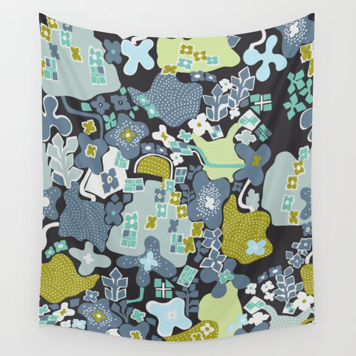 City life botanical park moonless night Wall Tapestry Gallery Image 4