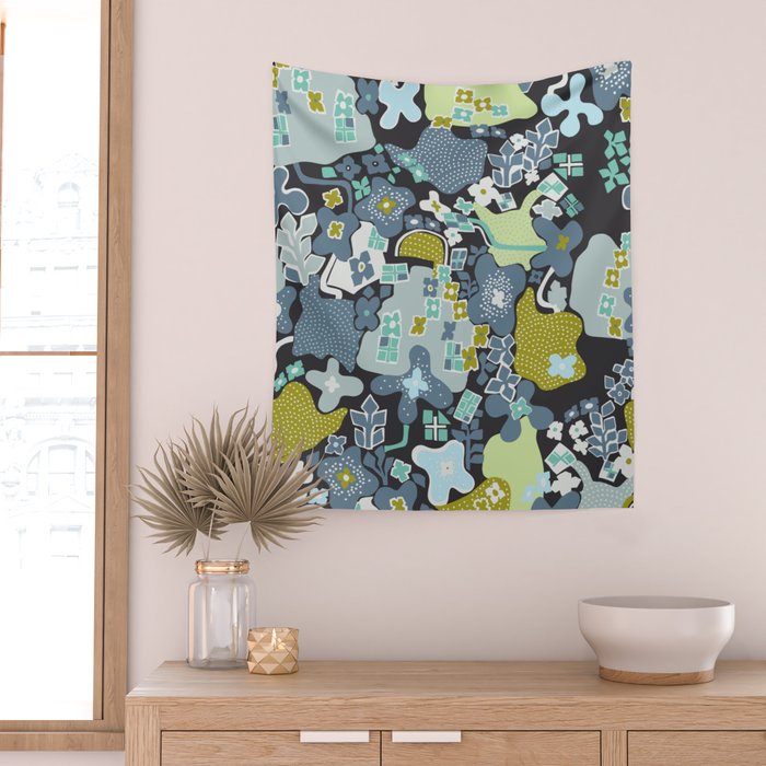 City life botanical park moonless night Wall Tapestry Gallery Image 2