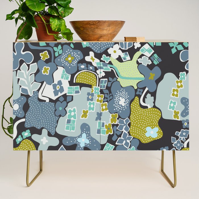 City life botanical park moonless night Credenza Gallery Image 1