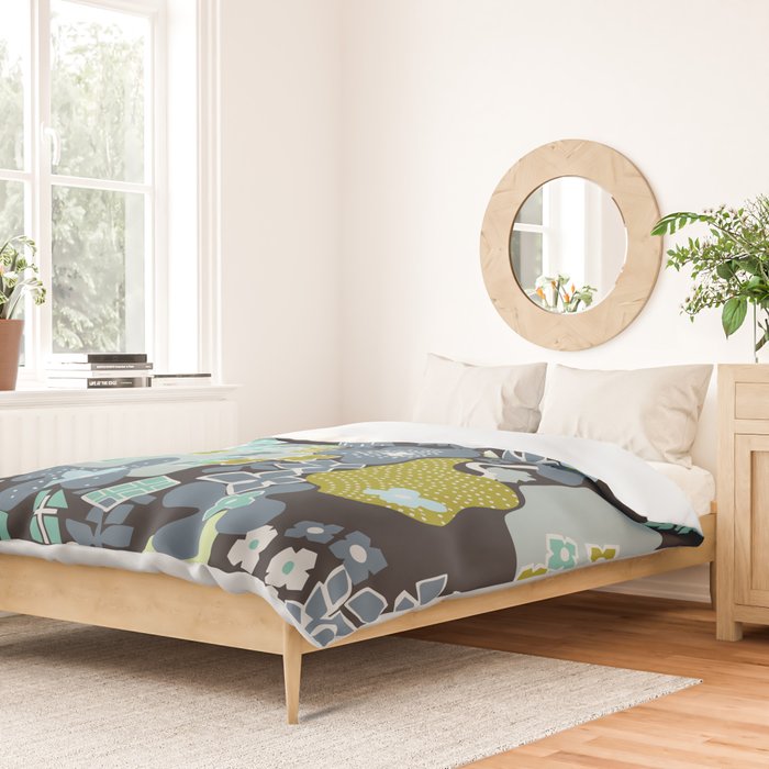 City life botanical park moonless night Duvet Cover Gallery Image 2