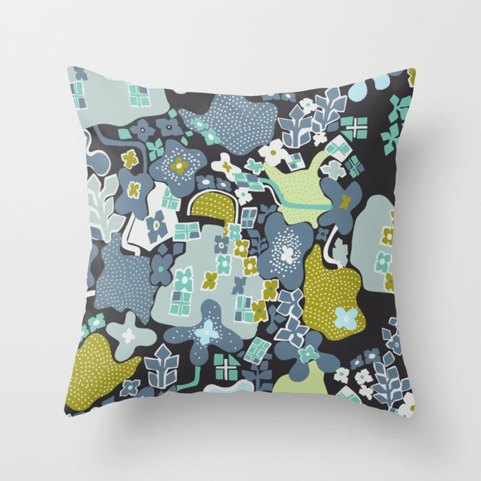 City life botanical park moonless night Throw Pillow Gallery Image 6