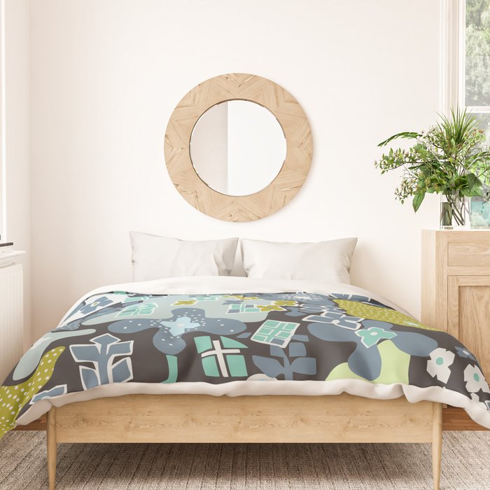 City life botanical park moonless night Duvet Cover Gallery Image 3