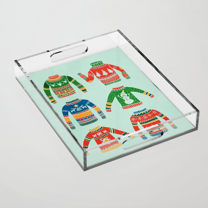 Vintage Ugly Christmas Sweaters: Mint Green Edition Acrylic Tray Gallery Image 1