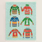 Vintage Ugly Christmas Sweaters: Mint Green Edition Jigsaw Puzzle Gallery Image 1