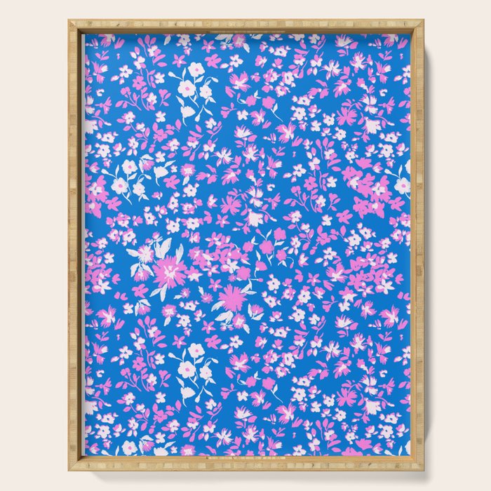 Pink and blue pop art ditsy Serving Tray Gallery Image 1