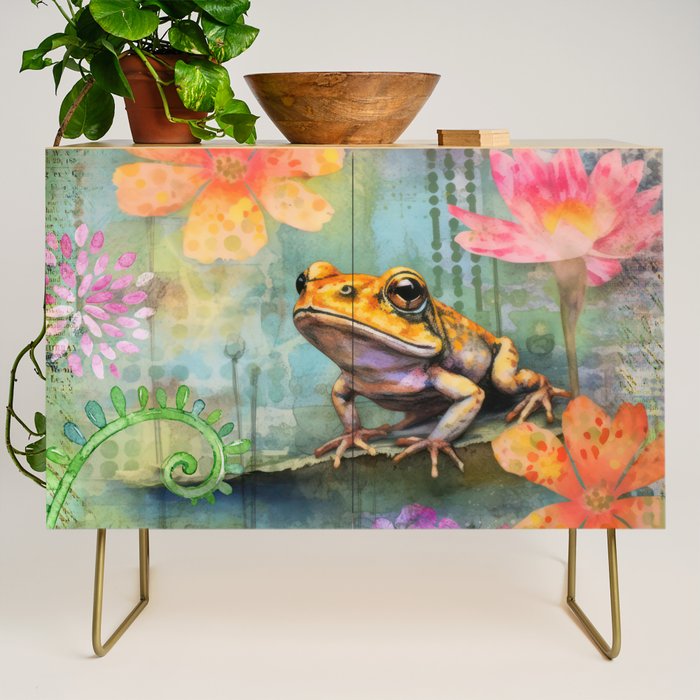 Colorful Frog Garden Indian Summer Flora And Wildlife Credenza Gallery Image 1