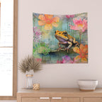 Colorful Frog Garden Indian Summer Flora And Wildlife Wall Tapestry Gallery Image 2