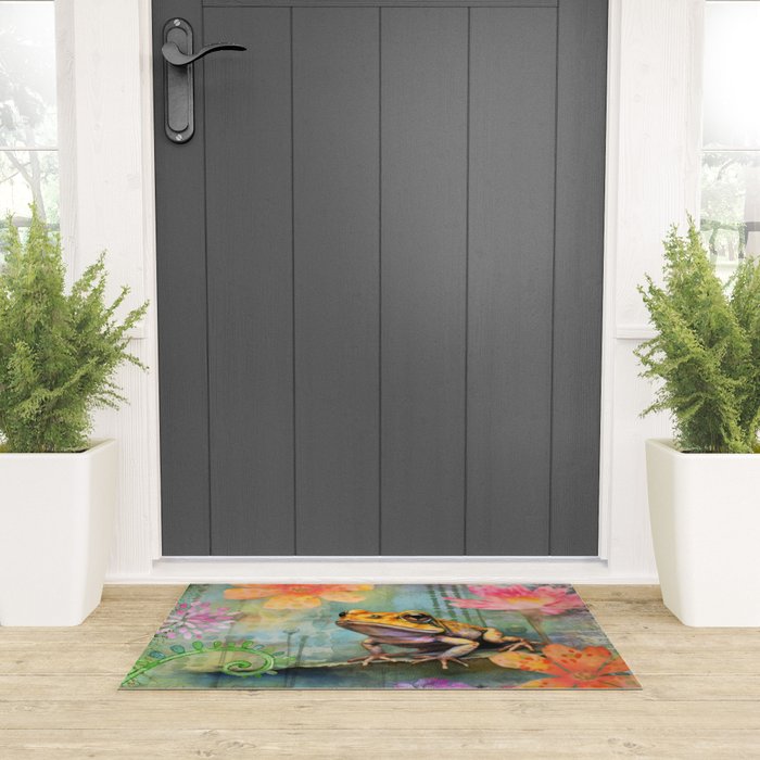 Colorful Frog Garden Indian Summer Flora And Wildlife Welcome Mat Gallery Image 3