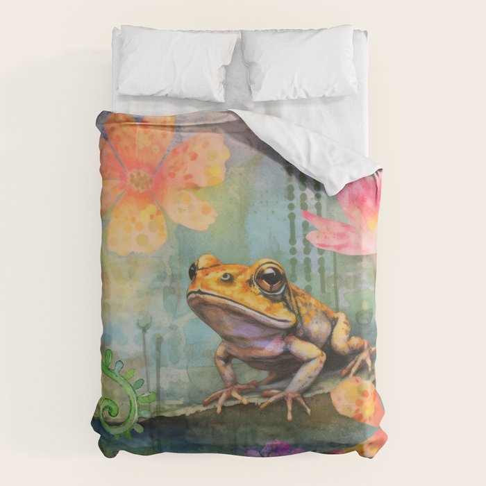 Colorful Frog Garden Indian Summer Flora And Wildlife Duvet Cover Gallery Image 1