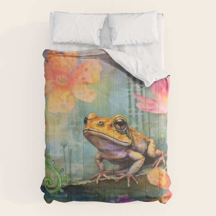 Colorful Frog Garden Indian Summer Flora And Wildlife Comforter Gallery Image 6