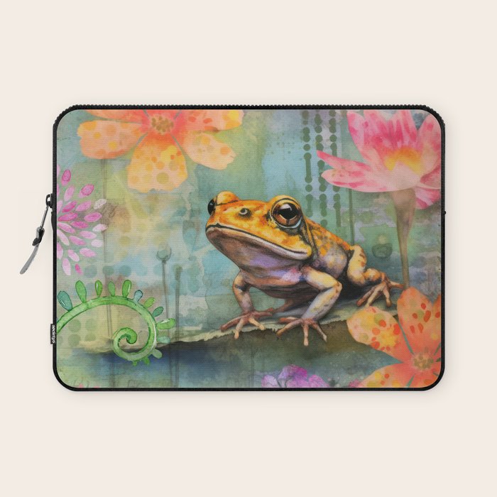 Colorful Frog Garden Indian Summer Flora And Wildlife Laptop Sleeve Gallery Image 1